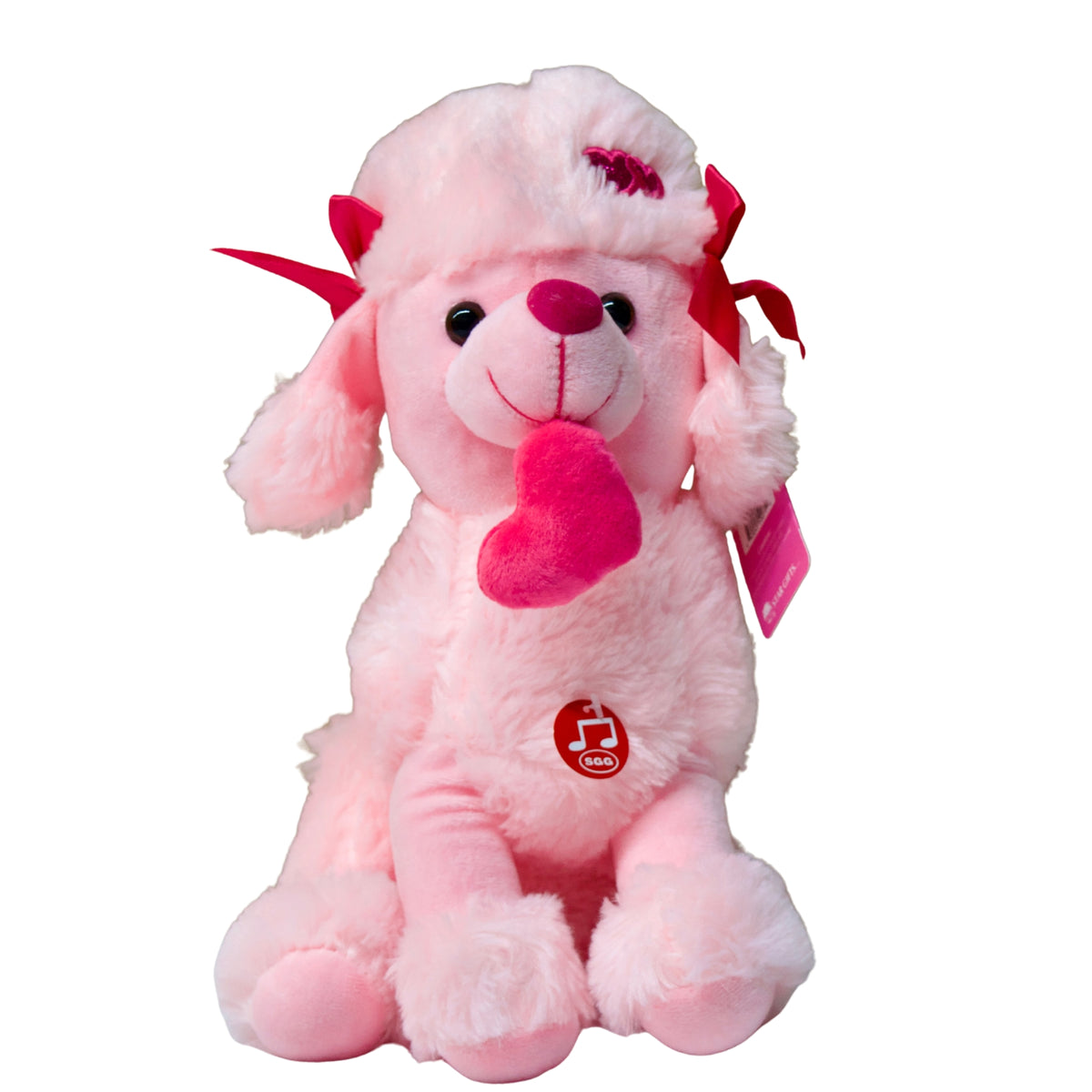 Plush panda bear with a heart that says 'I Love You' on a white background