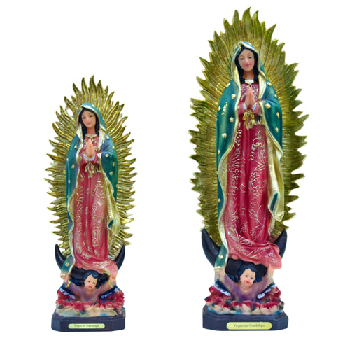 Virgen de Guadalupe Catholic Statue – Our Lady of Guadalupe Religious Figurine with Gold Halo