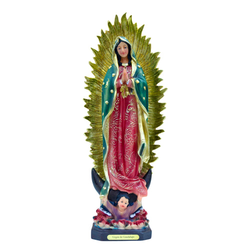 Virgen de Guadalupe Catholic Statue – Our Lady of Guadalupe Religious Figurine with Gold Halo